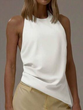 Musera Satin Tie-Halter Top in White